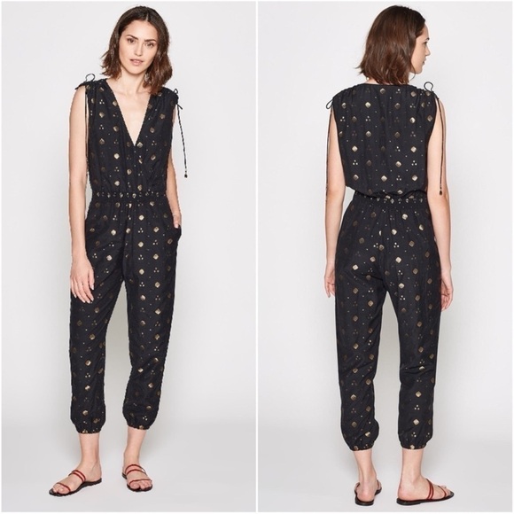 joie • nadezhda metallic embroidered jumpsuit in caviar - Picture 15 of 15